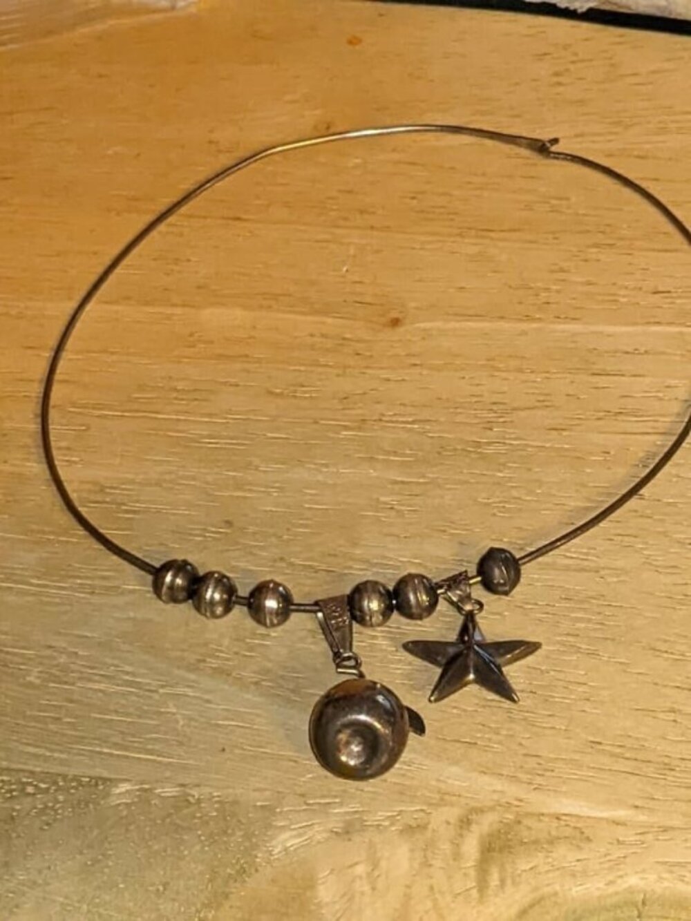 Rare Star and Apple Stirling Silver Necklace - Vintage.
